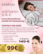 Lade das Bild in den Galerie-Viewer, Seidenkissen Set 40x80 cm – Daunenkissen mit Seidenbezug für Haut & Haare