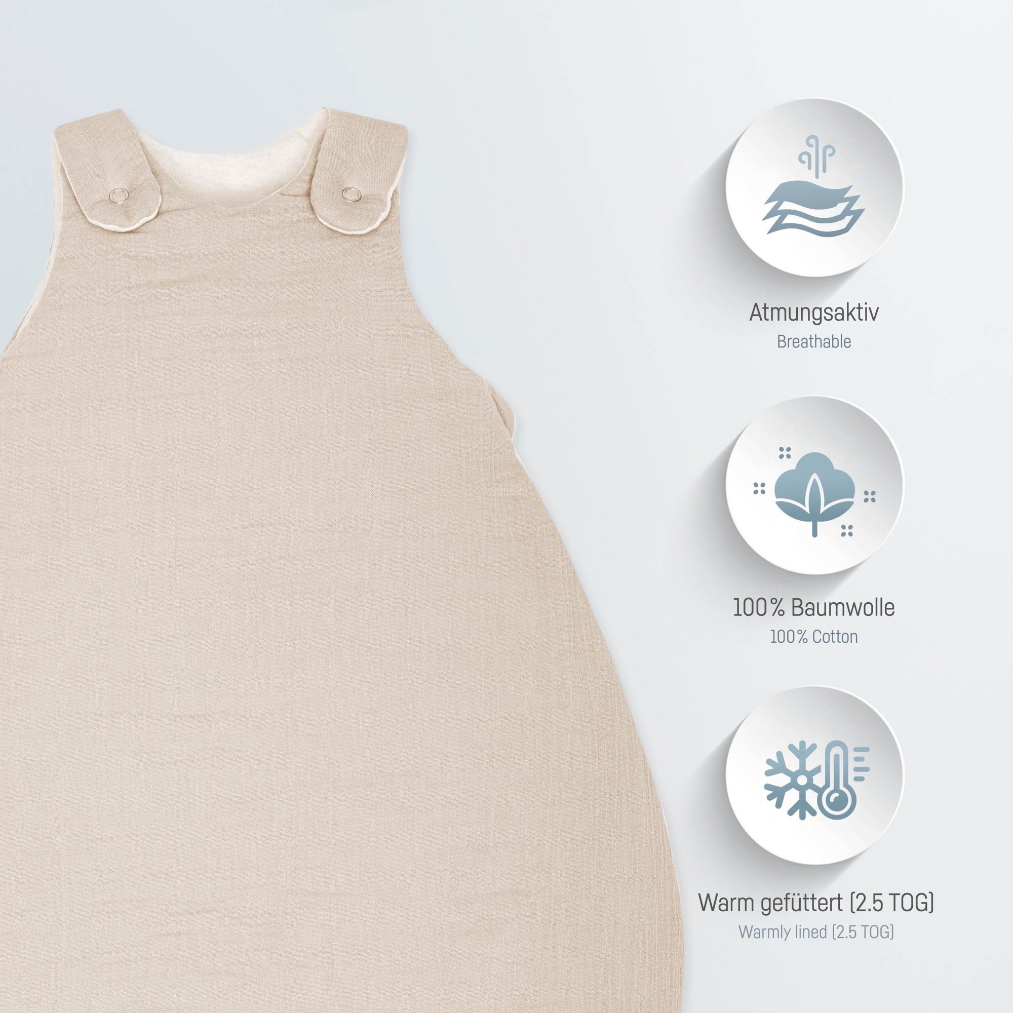 schlafsack für milbenallergiker Premium Baby-Schlafsack aus zertifizierter Musselin-Baumwolle – www.schlafbio.de
