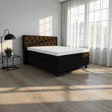 Lade das Bild in den Galerie-Viewer, Luxus Boxspringbett braun – gepolstertes Kopfteil mit Chesterfield-Steppung, elegantes Design für modernes Schlafzimmer

