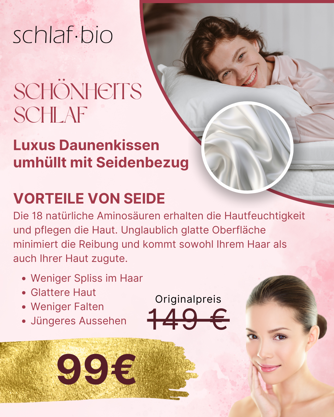 Seidenkissen Set 40x80 cm